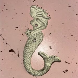Iron Mermaid Wall Hook - white